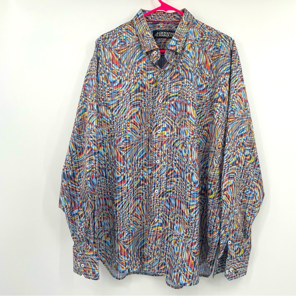 Giovanni Marquez Shirt Button down Collared XXL Multi Color